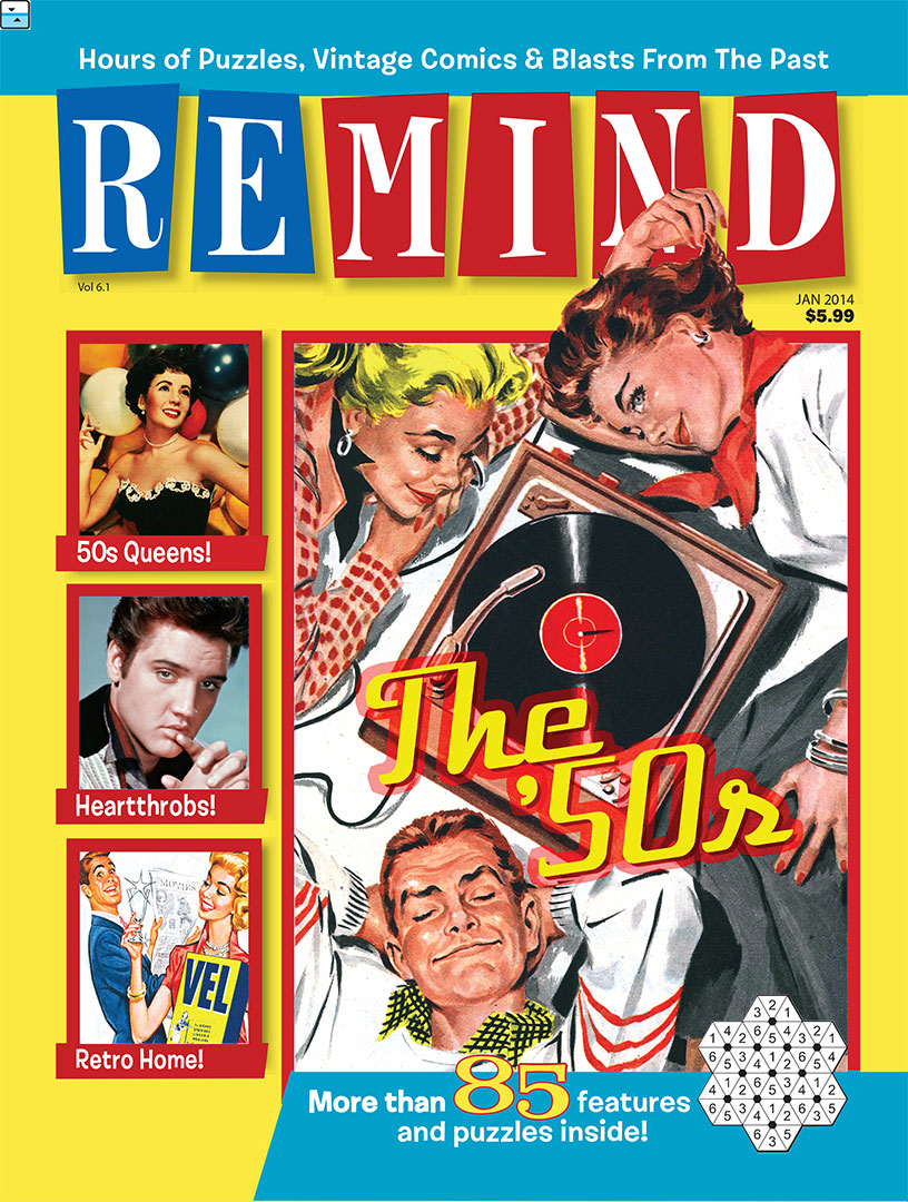 1950s January 2014 ReMIND Magazine Hours of puzzles, vintage